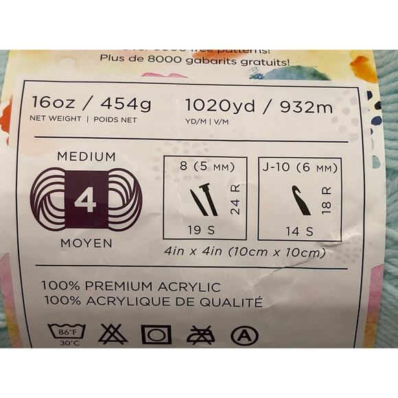 1 Skein Lion Brand Yarn 550-156A Pound of Love Yarn, Pastel Green - Picture 2 of 4